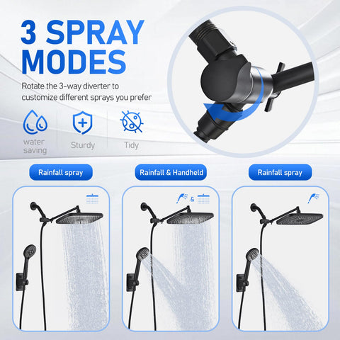 SeaCity dual shower head system combines fixed rain and handheld for versatile rinsing.