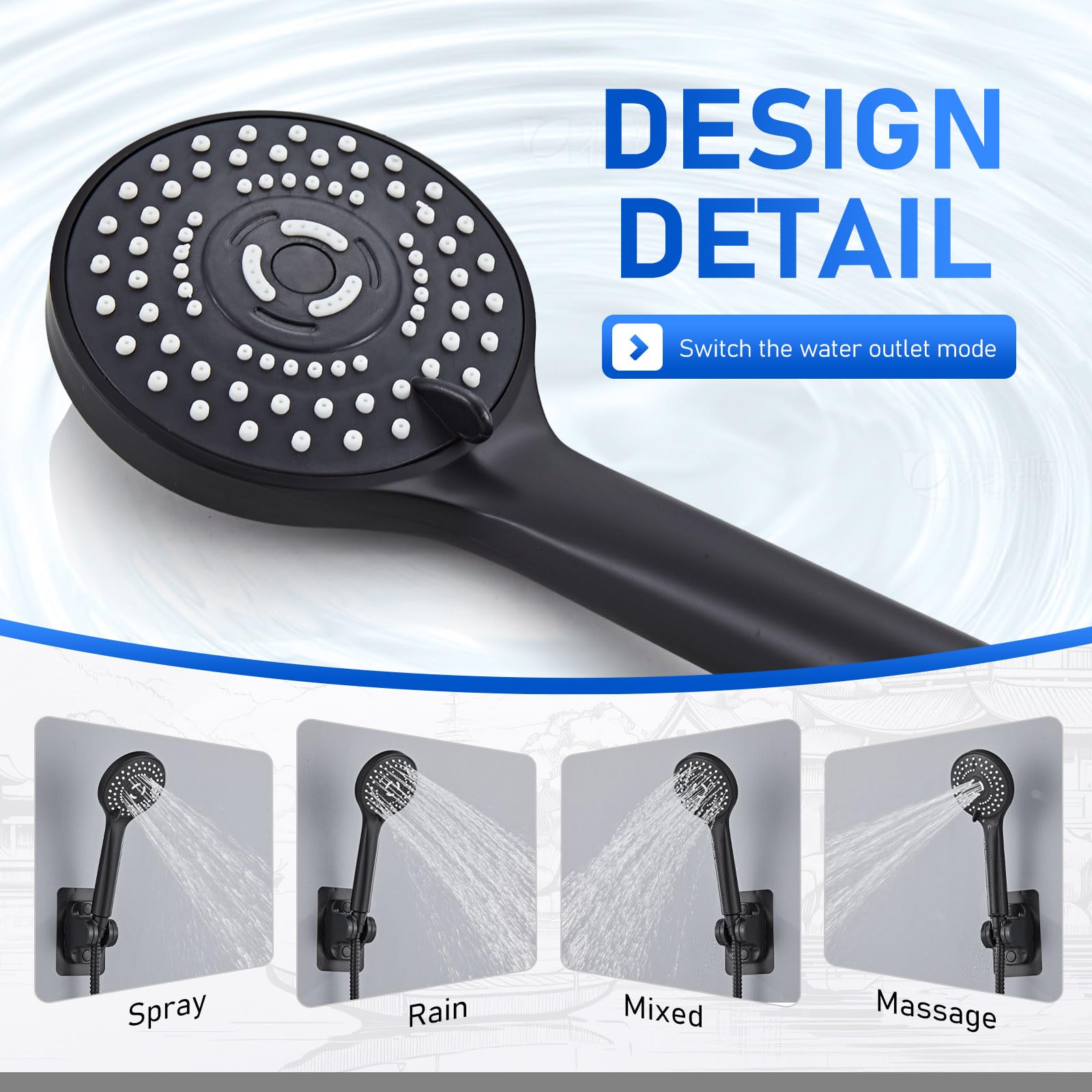 SeaCity handheld shower attachment with adjustable angle for precise cleaning.