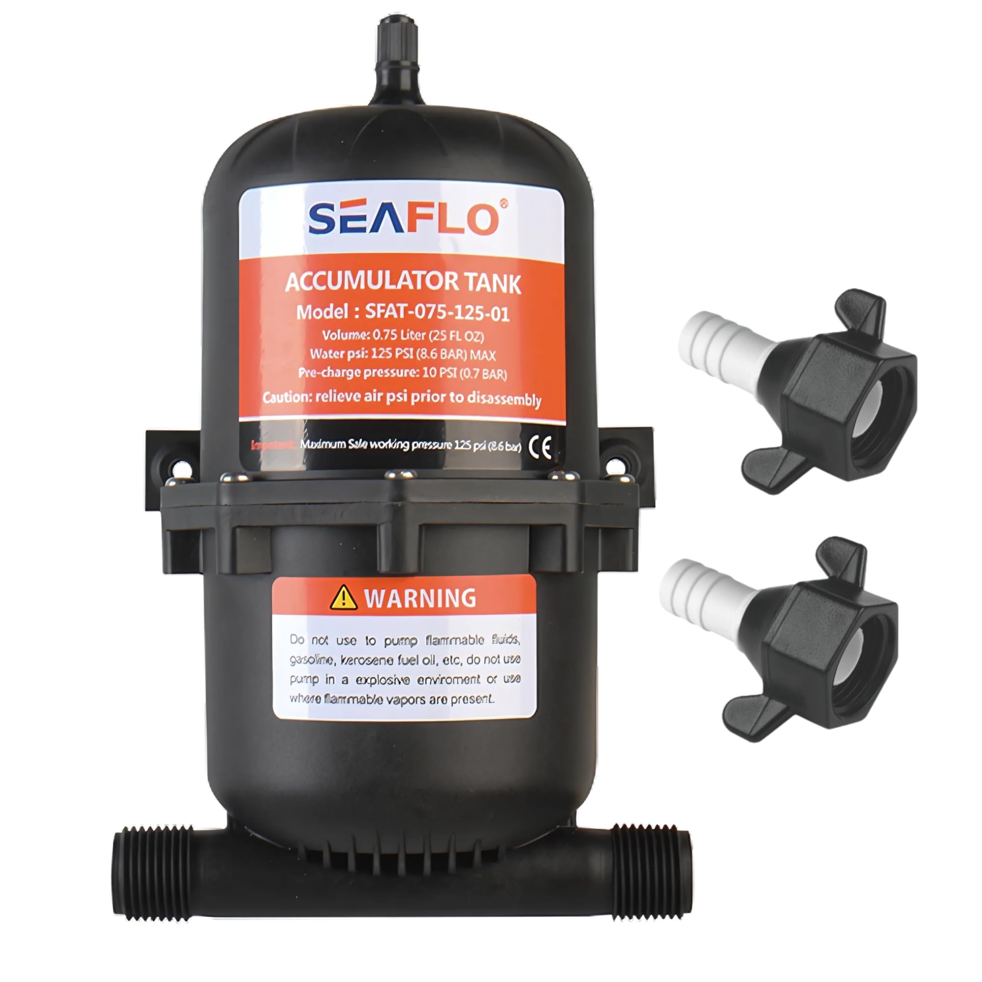 SEAFLO accumulator tank front view for compact marine systems