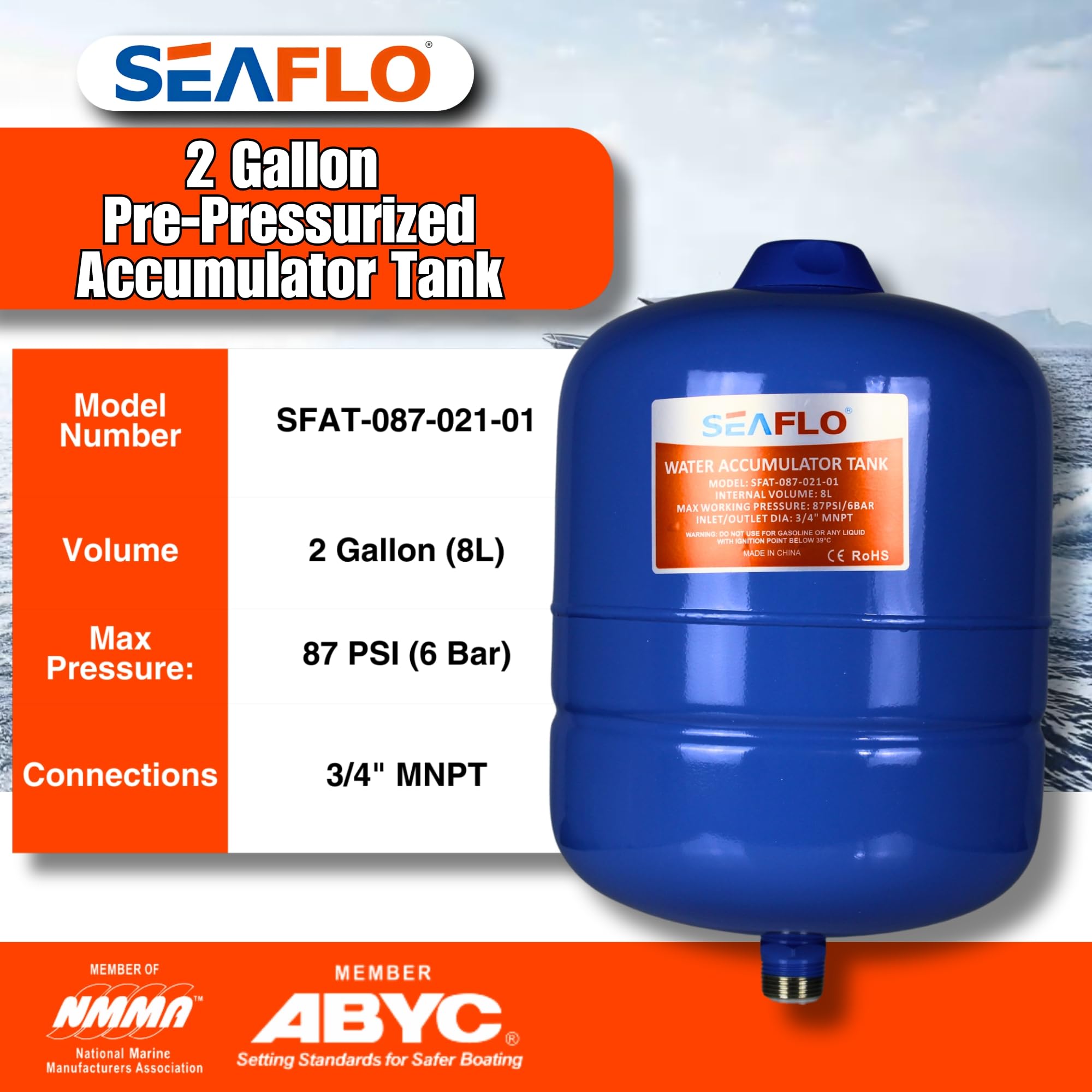 SEAFLO marine installation of the accumulator tank delivering smooth flow
