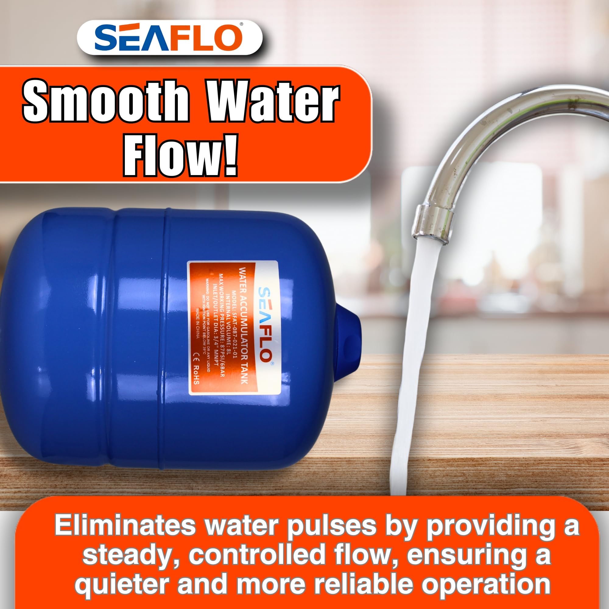 SEAFLO top valve for easy internal air pressure tuning and reduced cycling