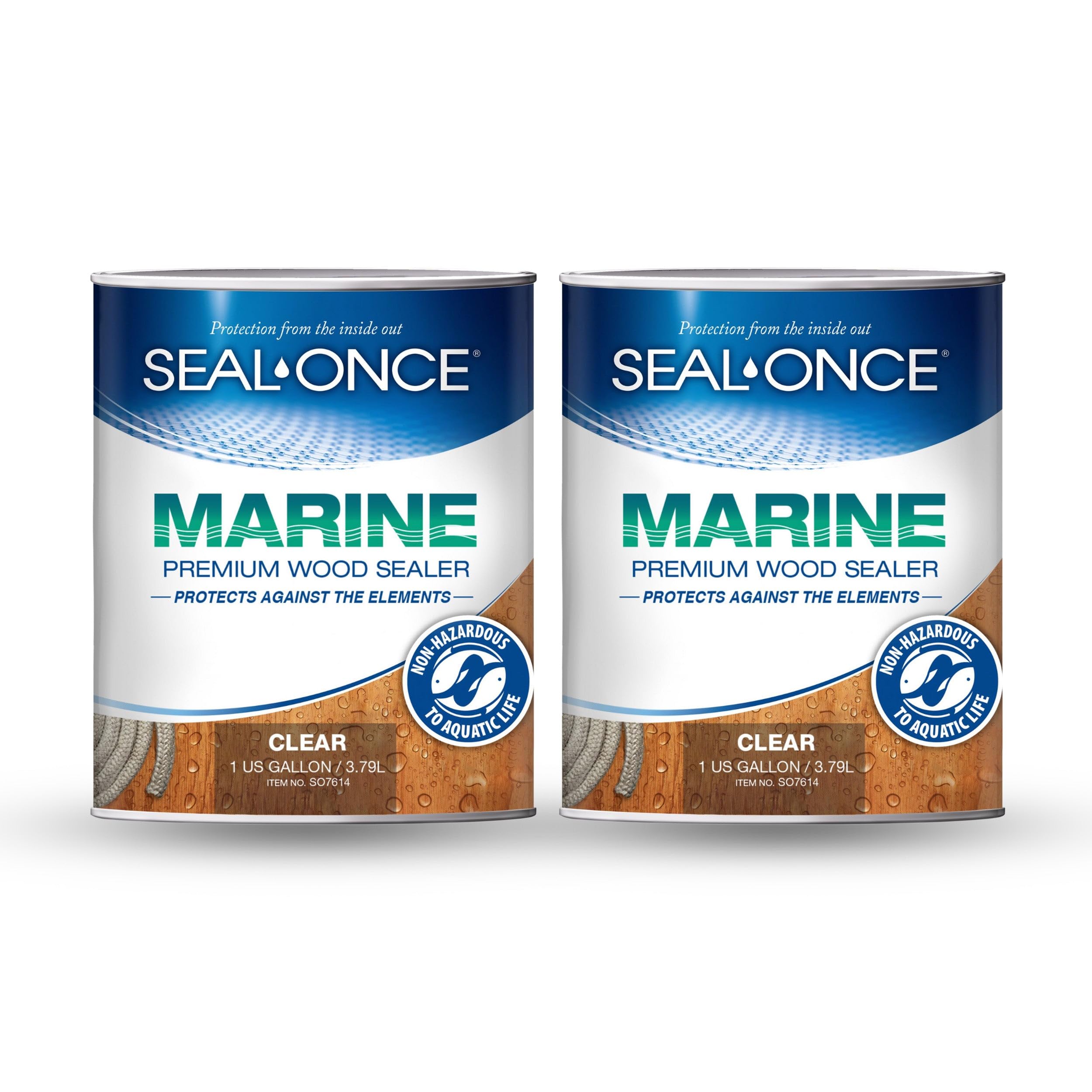 Seal-Once Marine Ready Mix bottle close-up showing easy application and clear coating