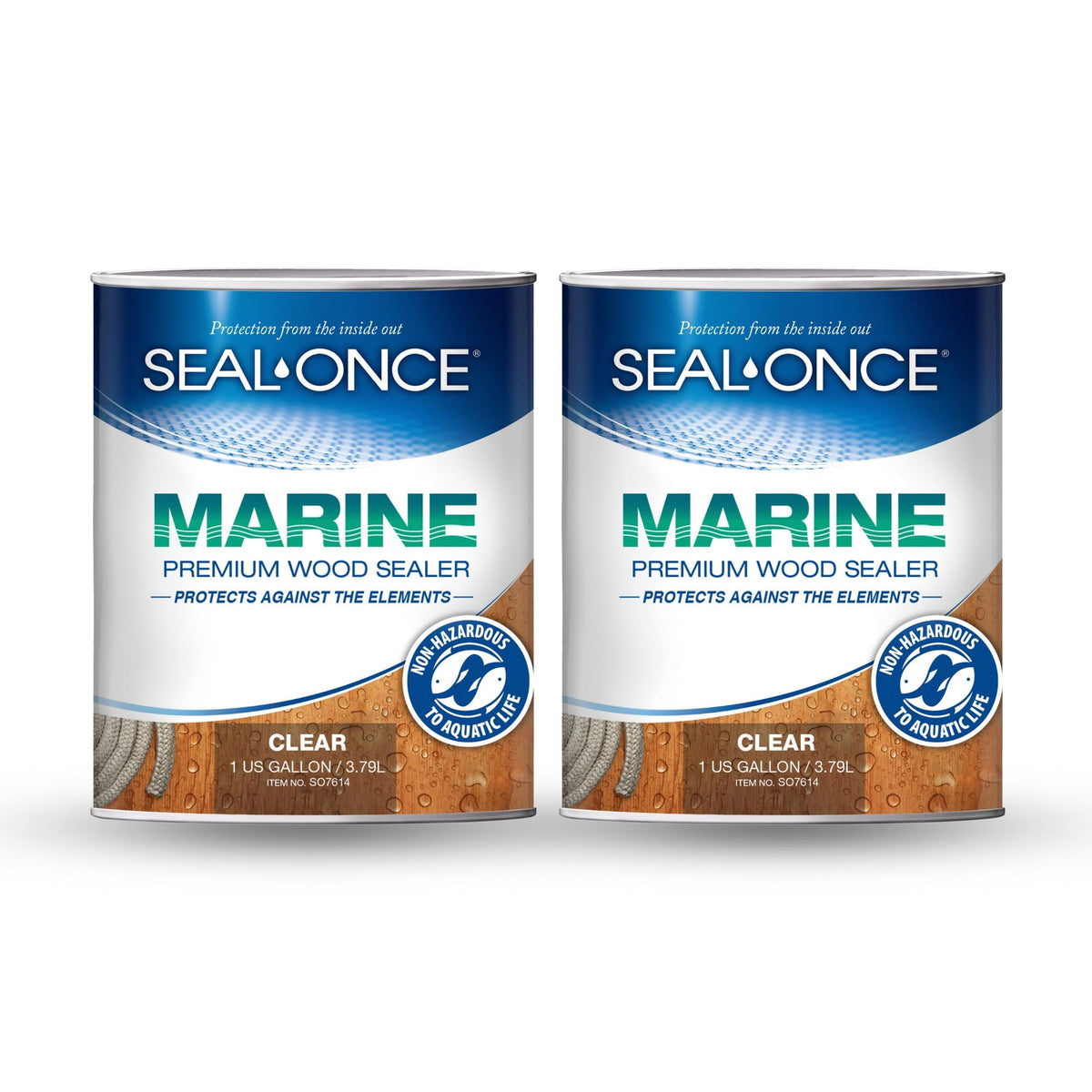 Seal-Once Marine Ready Mix bottle close-up showing easy application and clear coating