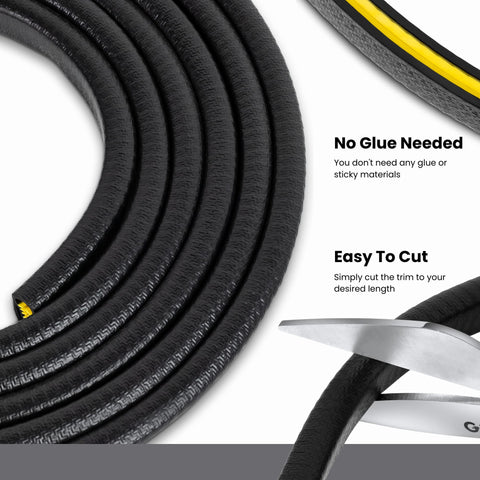 Seal Rubber edge trim for outdoor use reduces weather exposure at edges.