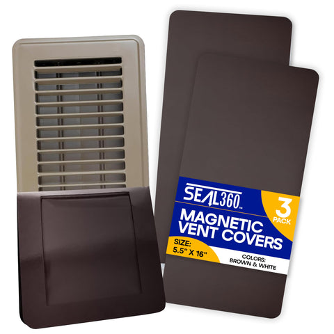SEAL360 magnetic vent covers front view brown finish improving ventilation control on standard vents.