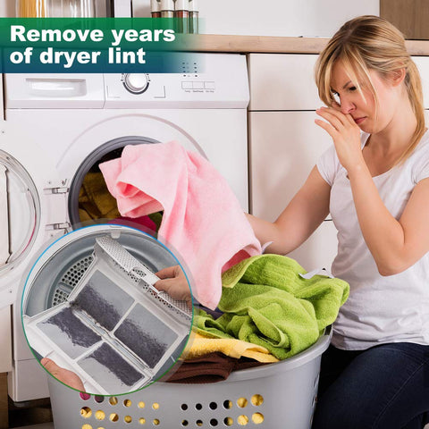Sealegend dryer cleaning kit in use for hard to reach lint removal.