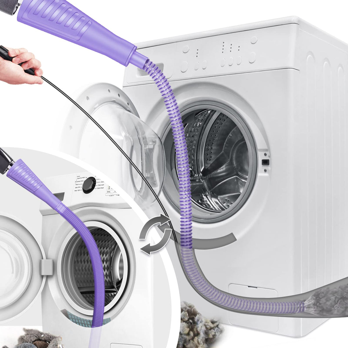 Sealegend dryer vent cleaner kit purple attachment helps reach tight vents for deep lint removal.