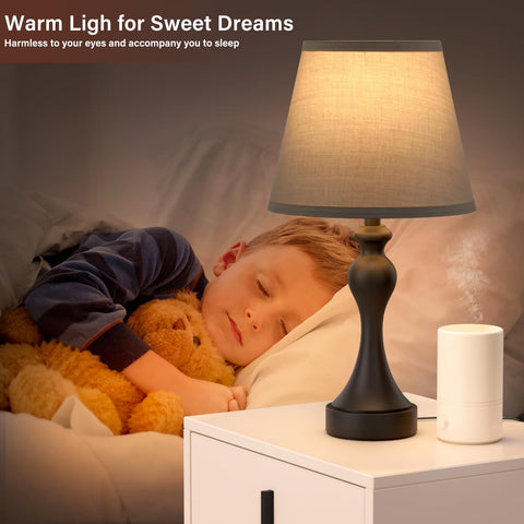 Seealle lamps enhance bedroom decor with black and grey finish.