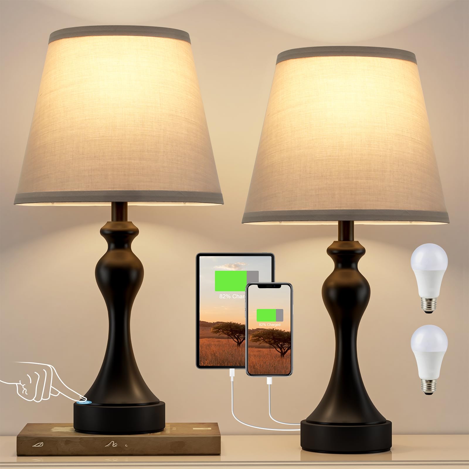 Seealle touch-control nightstand lamp for effortless bedside lighting.