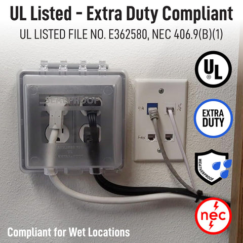 Sealproof 2-Gang Weatherproof Outlet Cover, vertical configuration demonstration