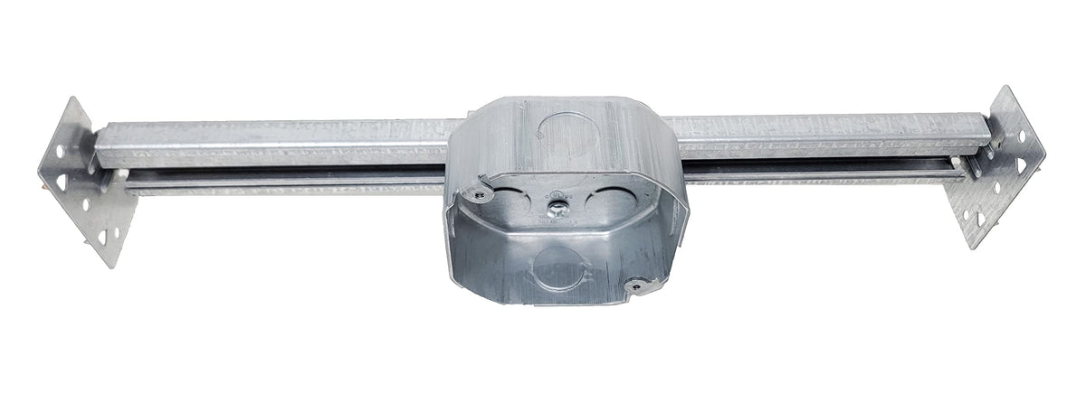 Sealproof Fan Brace bracket closeup showing secure joist attachment for reliable ceiling fan support.