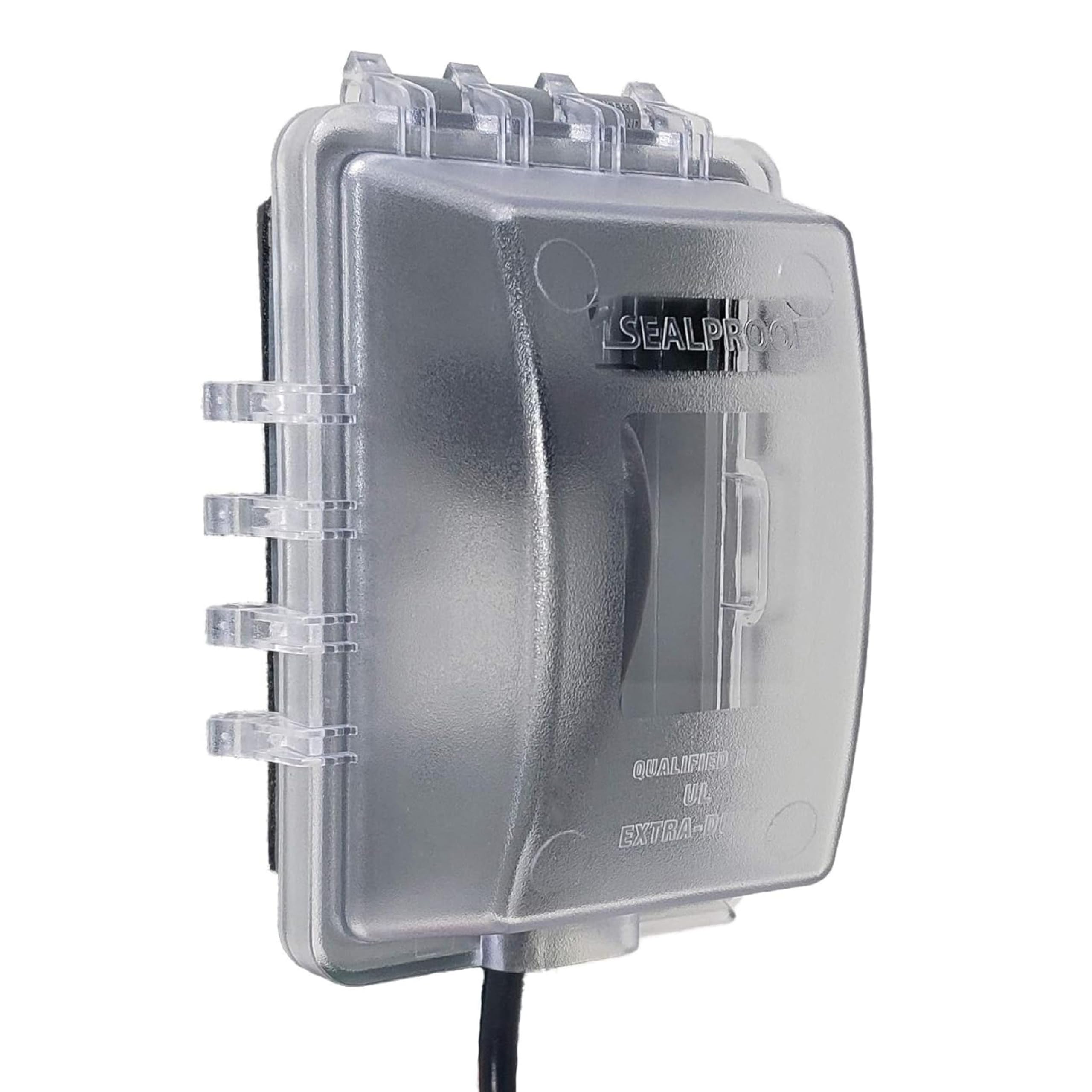 Sealproof in-use bubble cover with patented configuration for versatile mounting.