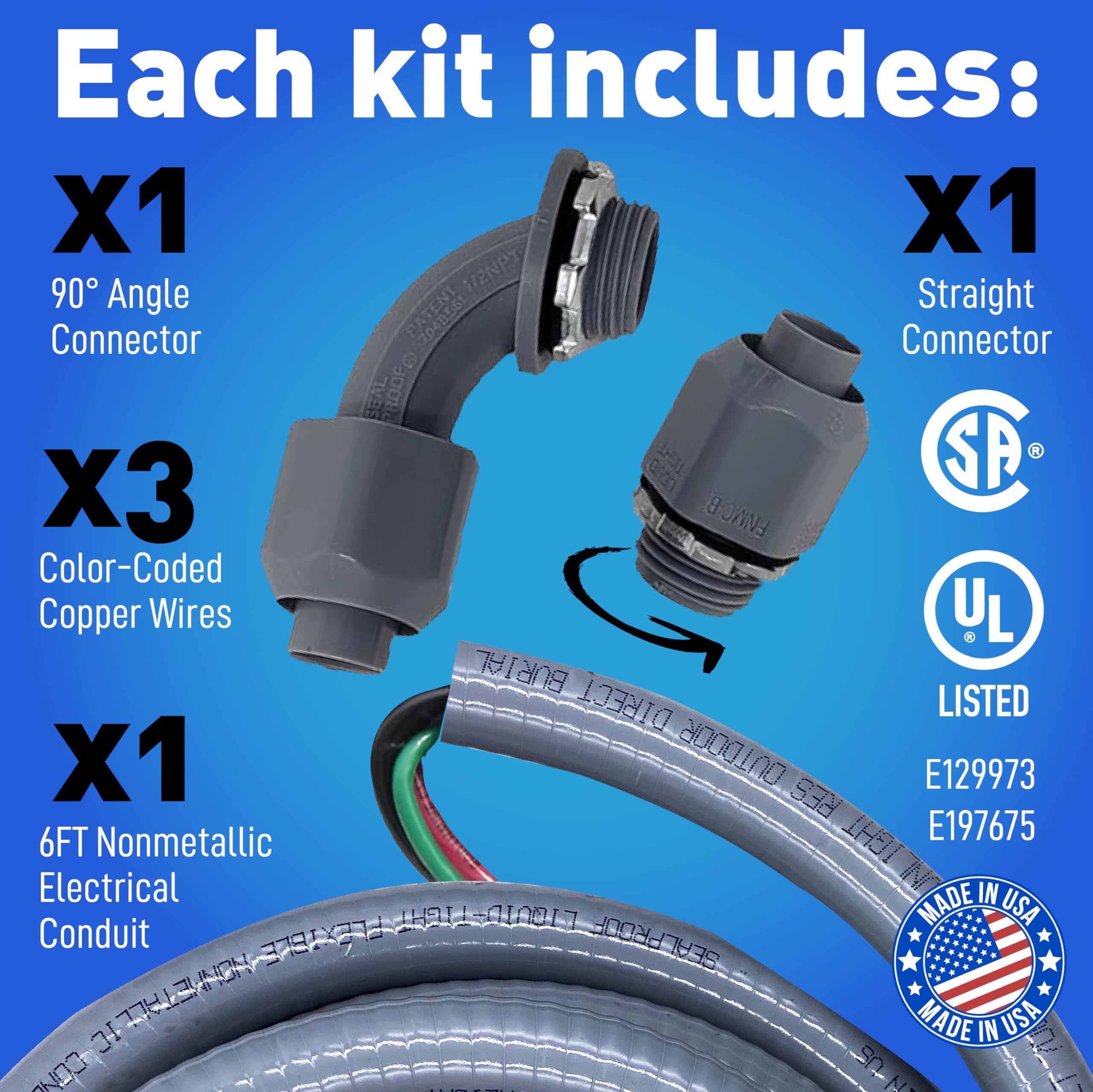 Sealproof Power Whip installed for AC hook-up and outdoor equipment