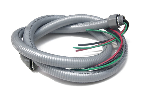Sealproof Power Whip assembly for outdoor installation with weather resistance
