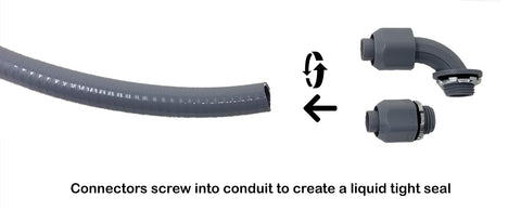 Sealproof Power Whip connectors close-up showing secure splices