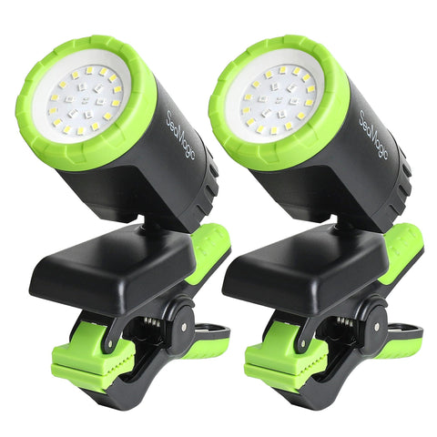 SEAMAGIC 2-pack LED work lights with 360° rotation for versatile workshop illumination.