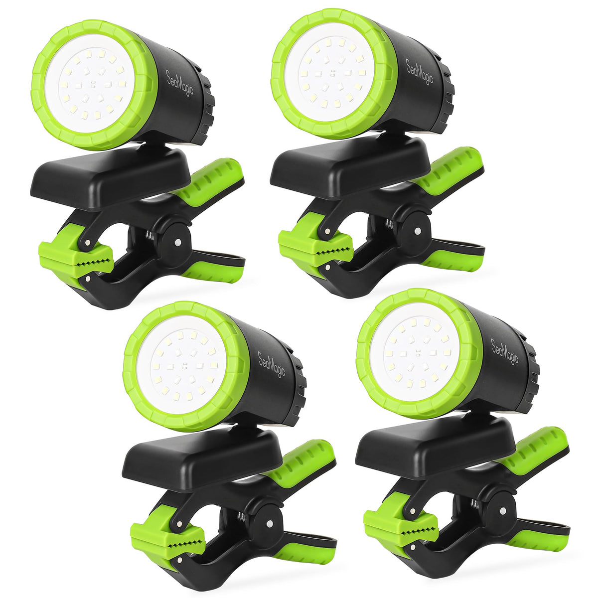 SEAMAGIC 4-pack LED work lights with 360-degree rotation for versatile task lighting.