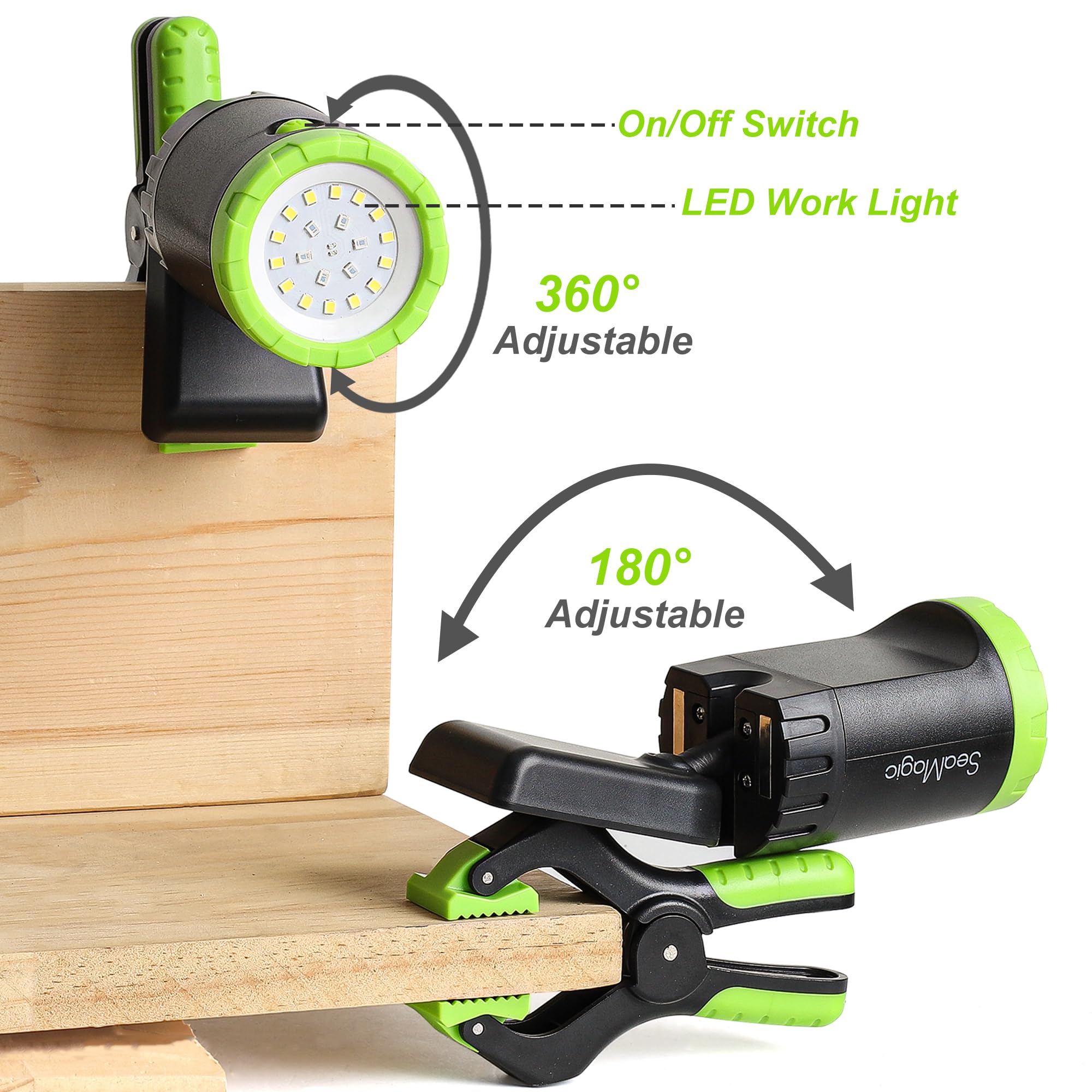 SEAMAGIC magnetic base clamp light securely attaches to metal surfaces.