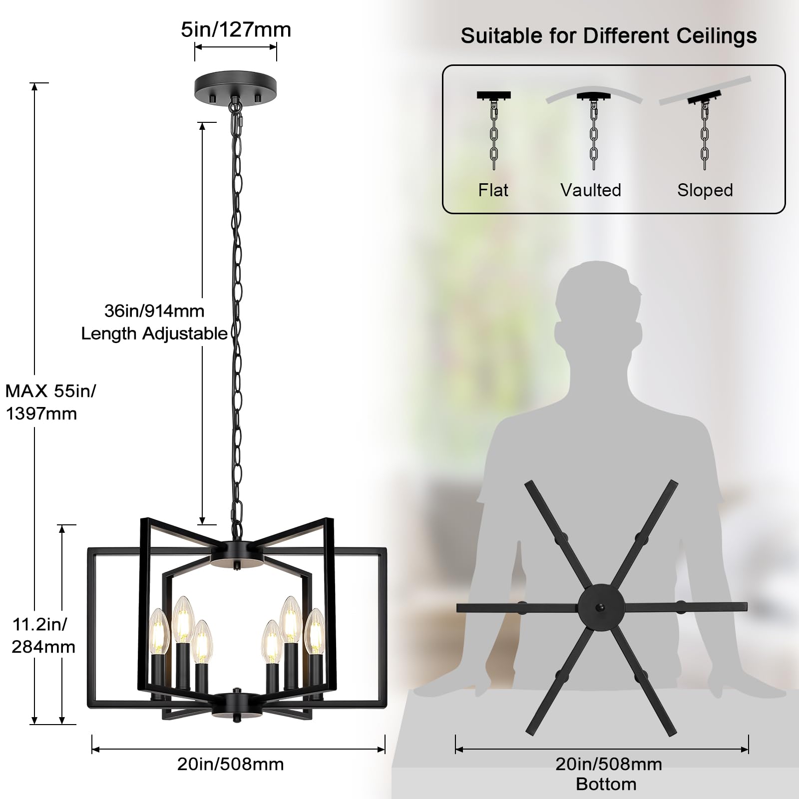 Seaside village Six-light industrial pendant lighting for kitchen island