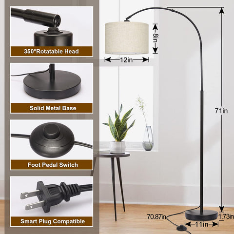 Seaside Village Arc Floor Lamp arm showcases graceful curves for modern interiors.