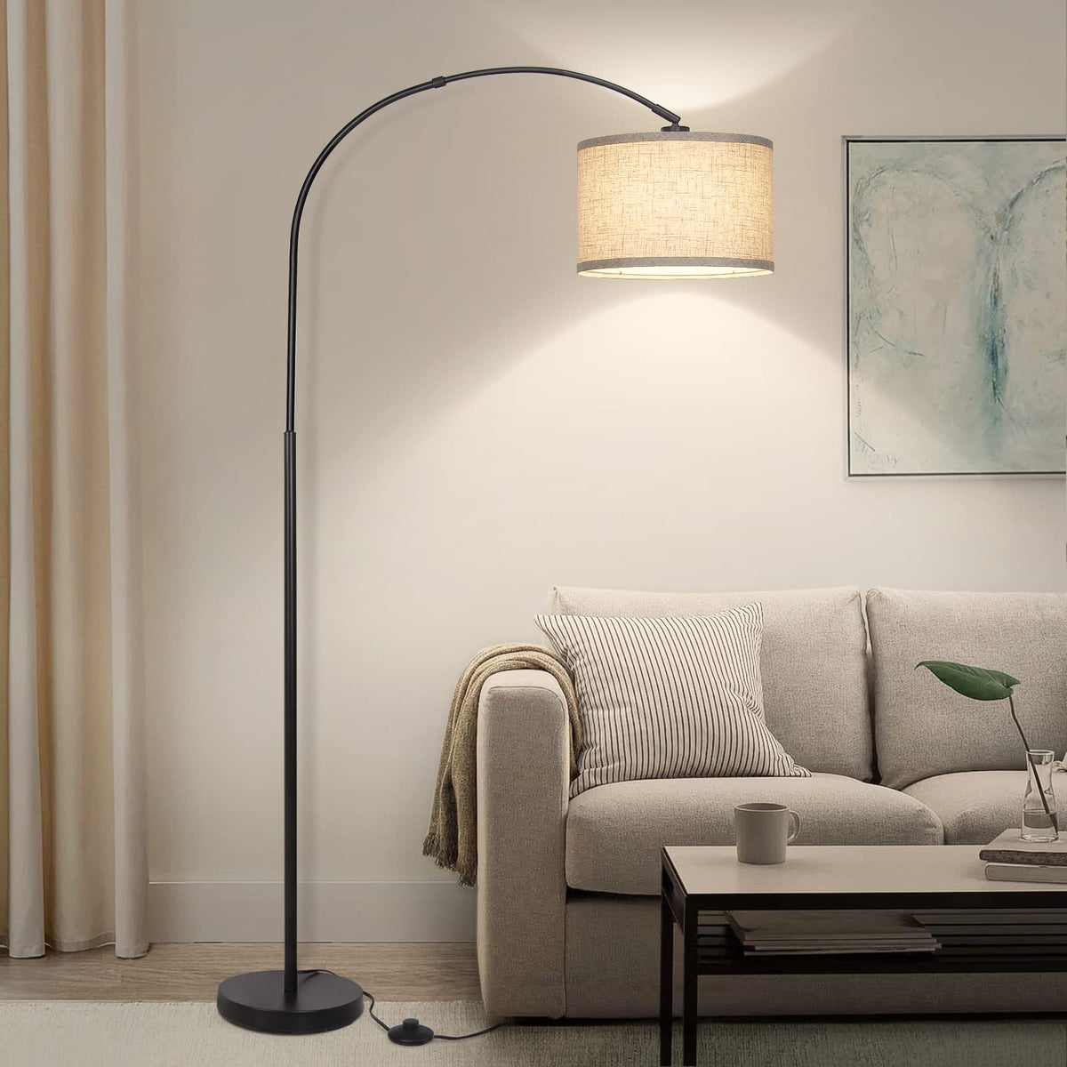 Seaside Village Arc Floor Lamp base provides stable support for busy living rooms.