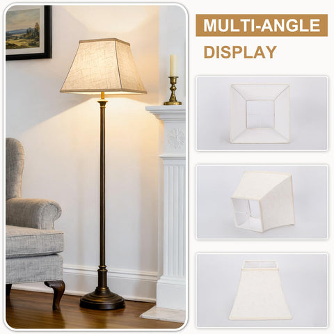 Seaside Village Square Bell Shade assembly steps illustrate under-a-minute installation.