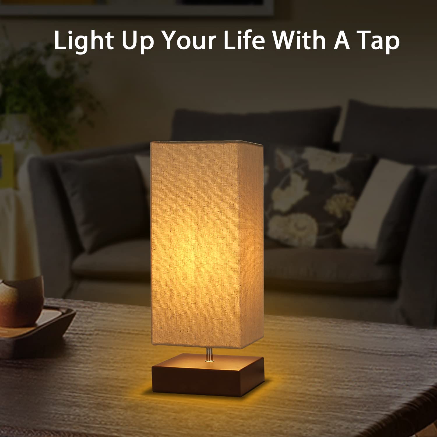 Seaside Village Touch Control Table Lamp on dimmed mode for relaxing ambience
