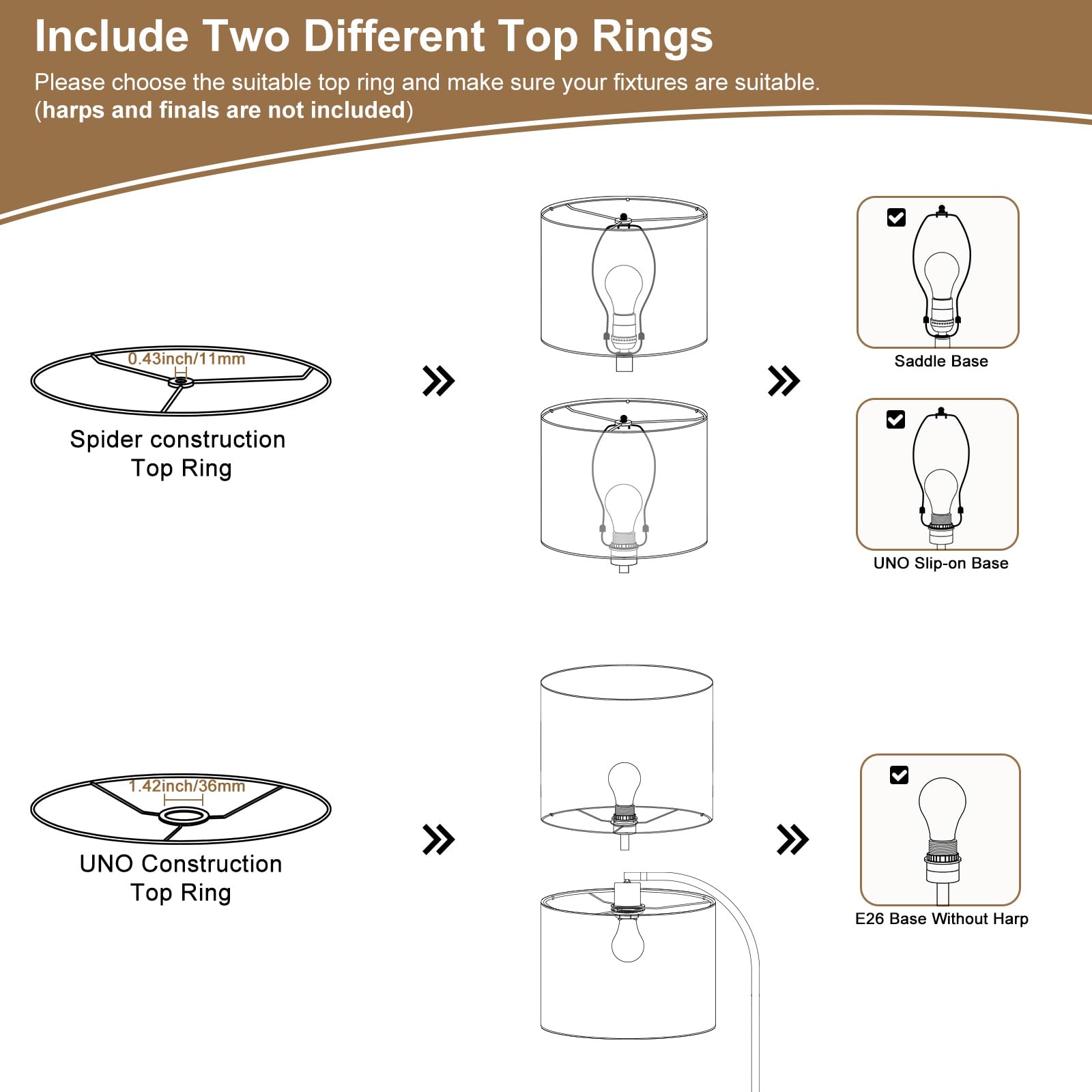 Seaside Village beige drum lampshade assembly process with top rings.