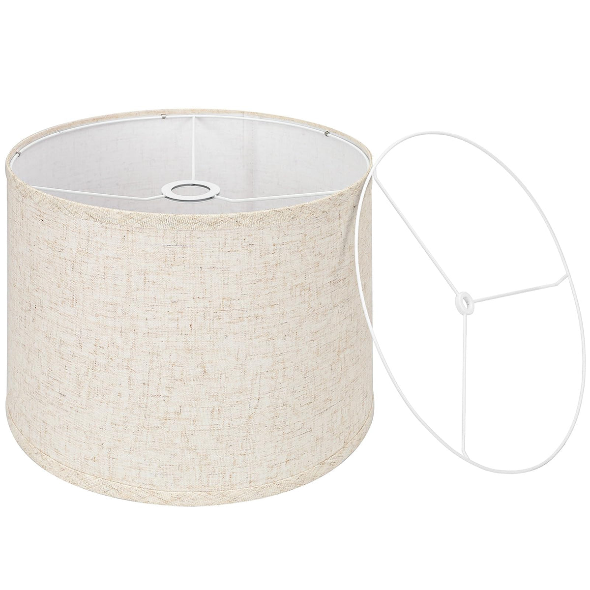 Seaside Village beige drum lampshade top view, ideal for standard lamps.