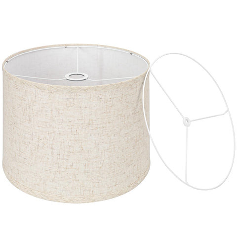 Seaside Village beige drum lampshade top view, ideal for standard lamps.