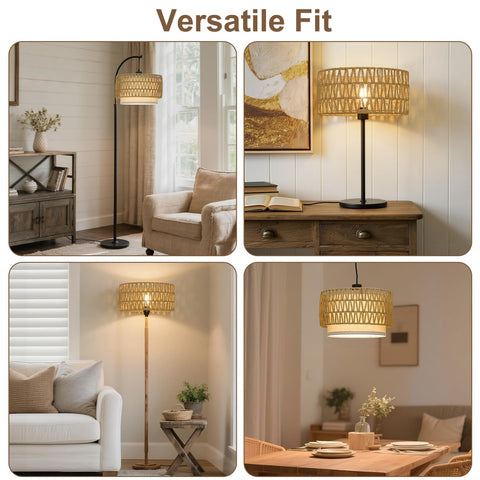 Seaside Village Boho Rattan Lamp Shade protective packaging prevents damage.