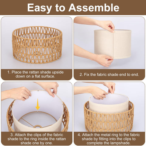 Seaside Village Boho Rattan Lamp Shade UNO fitter compatibility on E26 sockets.