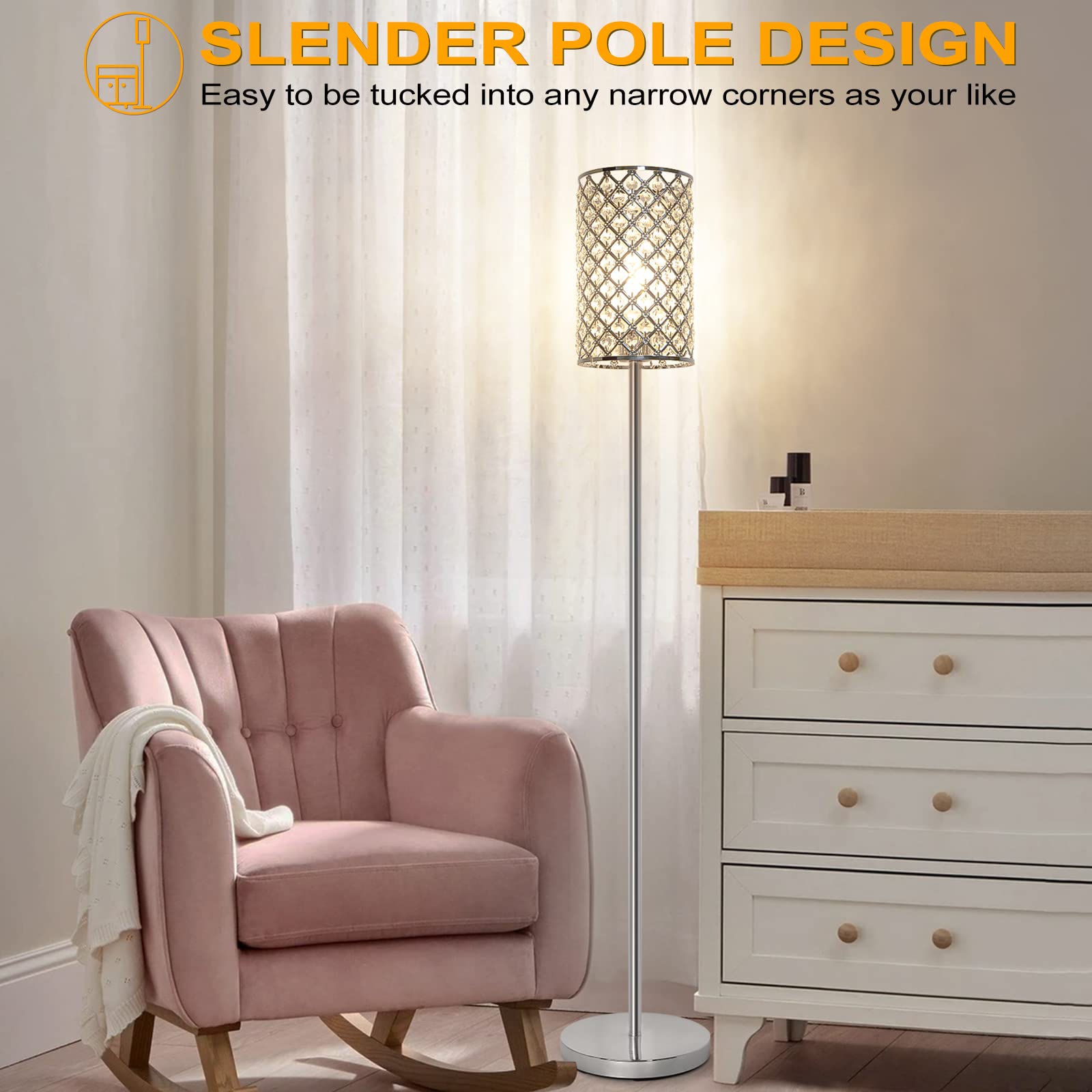 Seaside Village crystal floor lamp in a modern living room setup