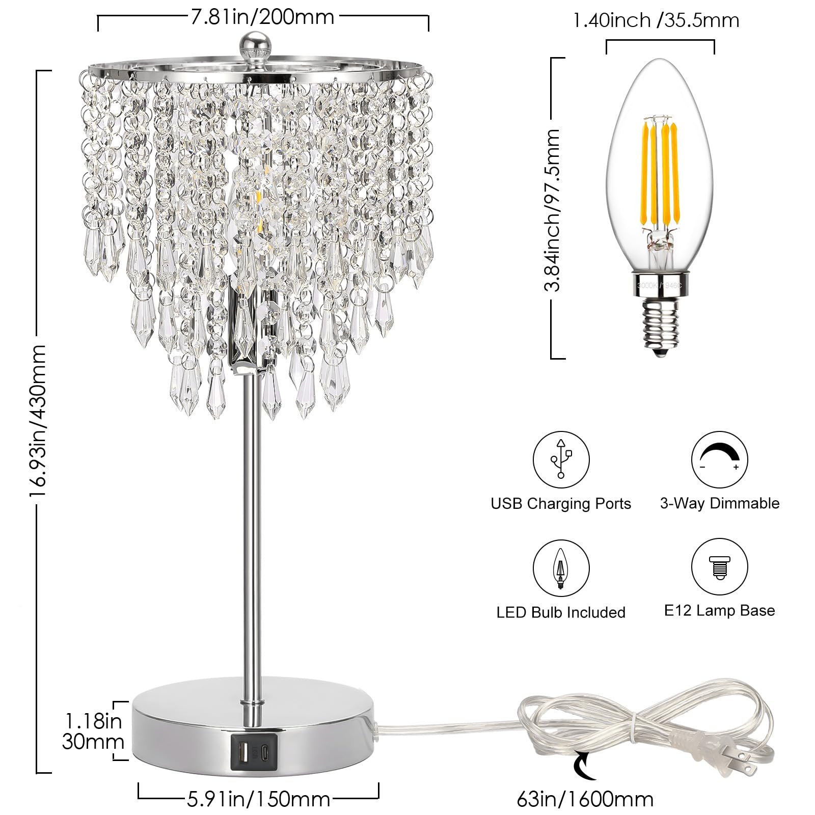 Seaside Village crystal lampshade with 359 beads creates elegant wall shadows