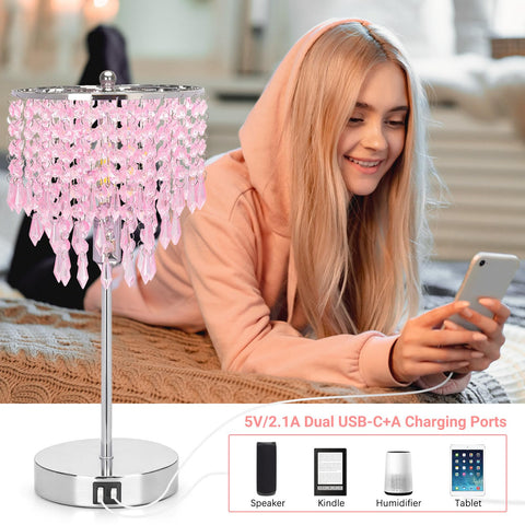 Seaside Village crystal strands pink shade create elegant wall reflections
