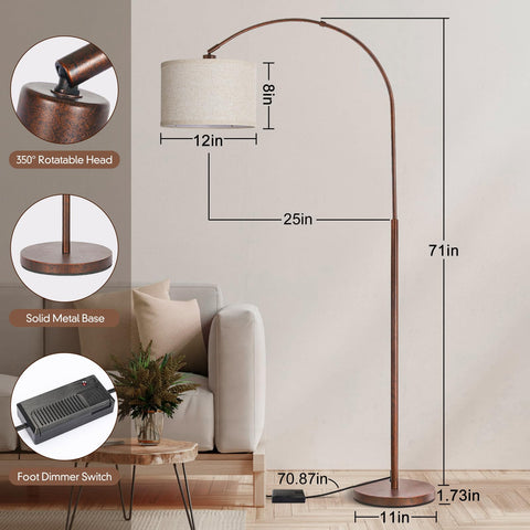 Seaside village dimmable arc floor lamp arch arm directs light precisely for reading.