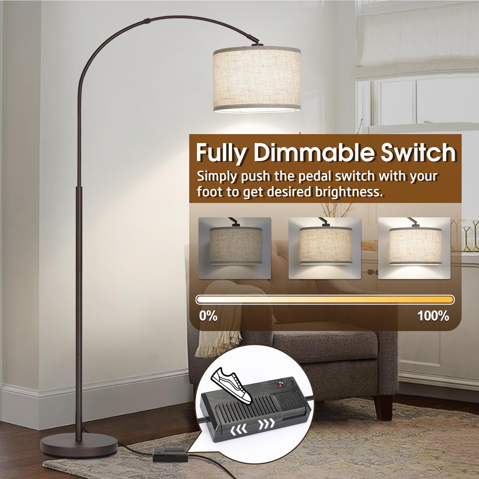 Seaside Village foot dimmer control for effortless brightness adjustments.