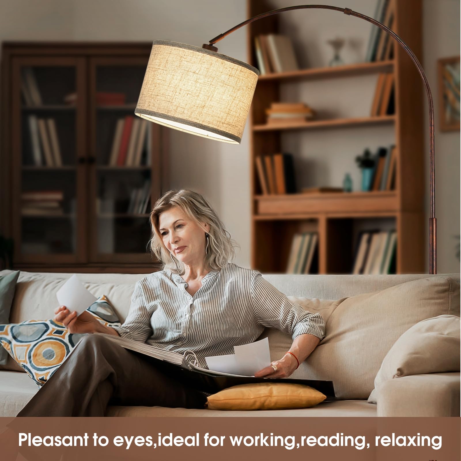 Seaside village dimmable arc floor lamp foot dimmer lets you adjust brightness hands-free.