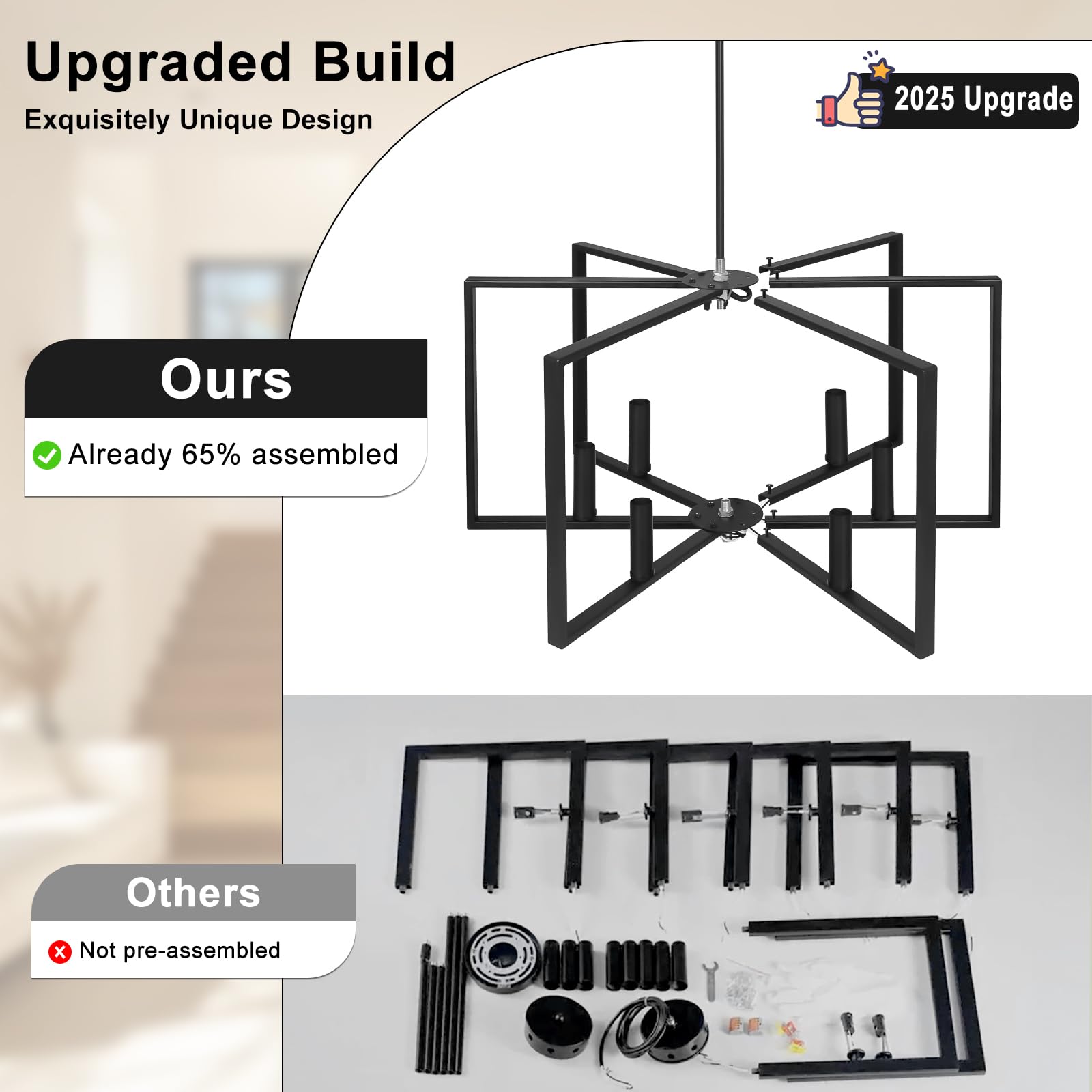 Seaside village E12 base chandelier compatible with LEDs and dimmers