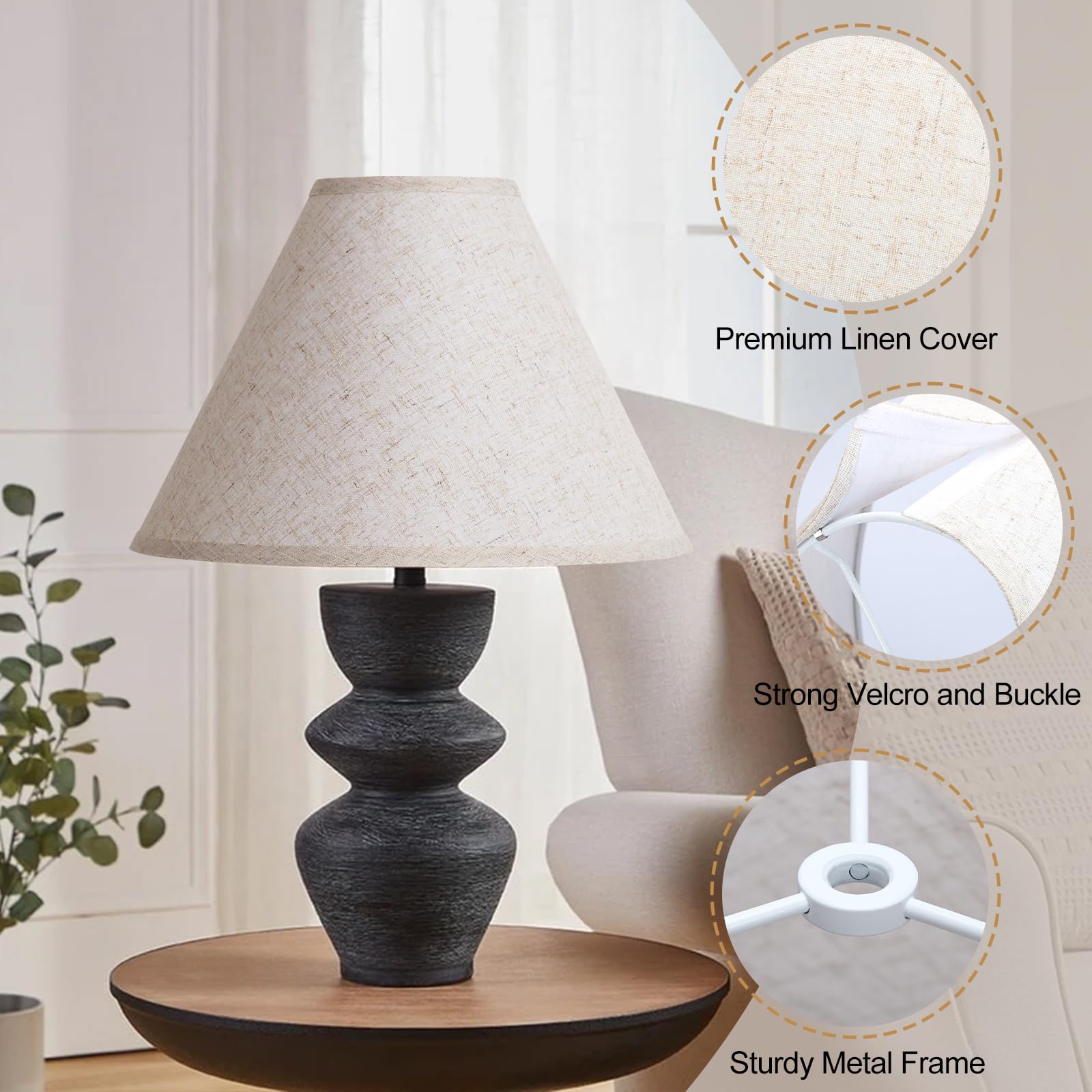 Seaside Village Empire shade assembly close-up, tool-free setup in just 60 seconds.