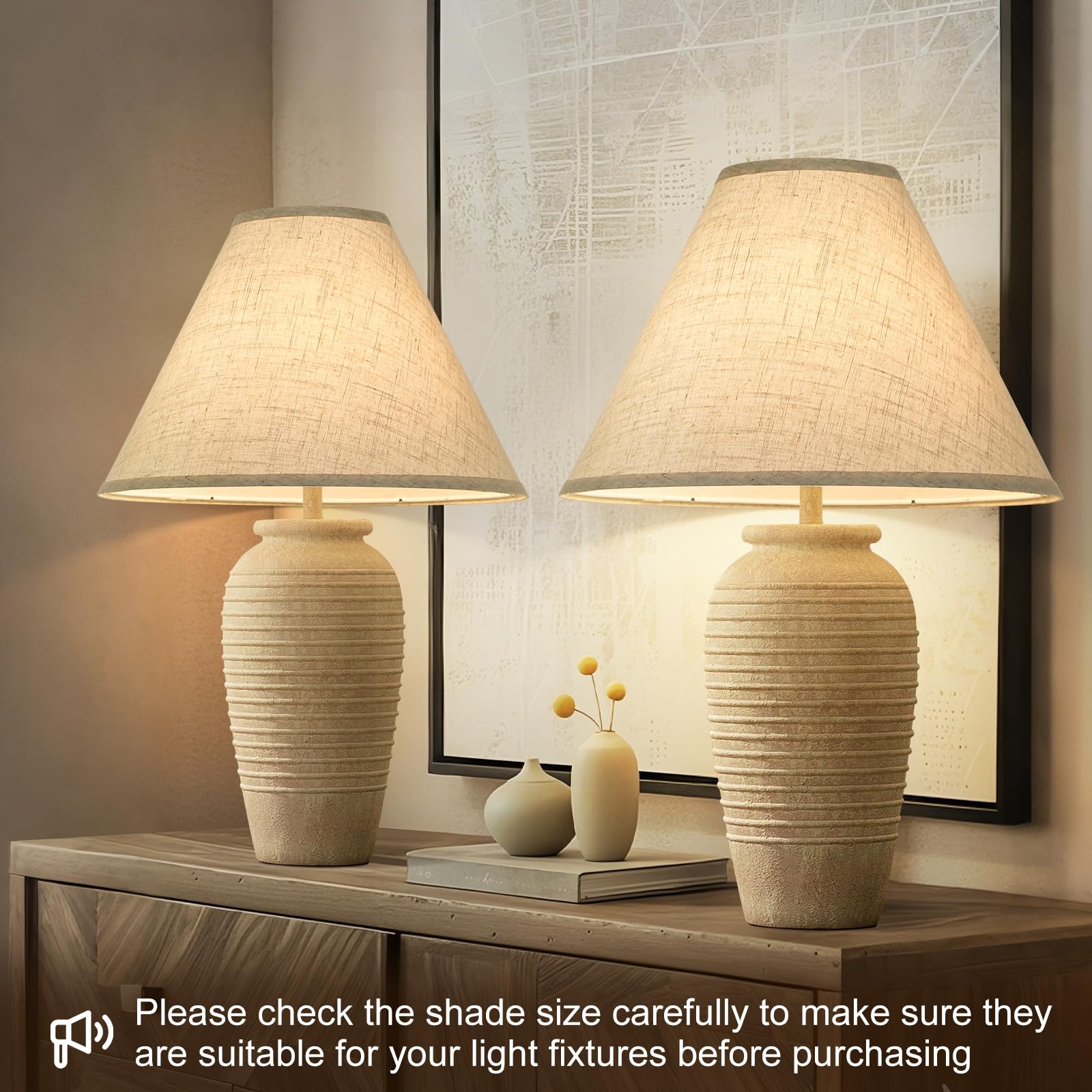 Seaside Village Empire shade linen texture close-up, natural fabric finish softly diffusing light.