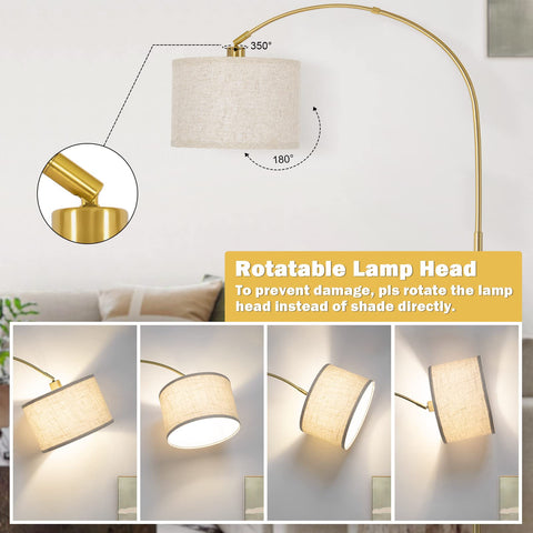 Seaside Village Gold Arc Floor Lamp heavy base prevents tipping and wobble.