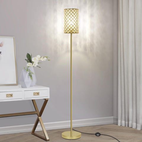 Seaside Village gold crystal floor lamp with decorative shade enhances upscale spaces.