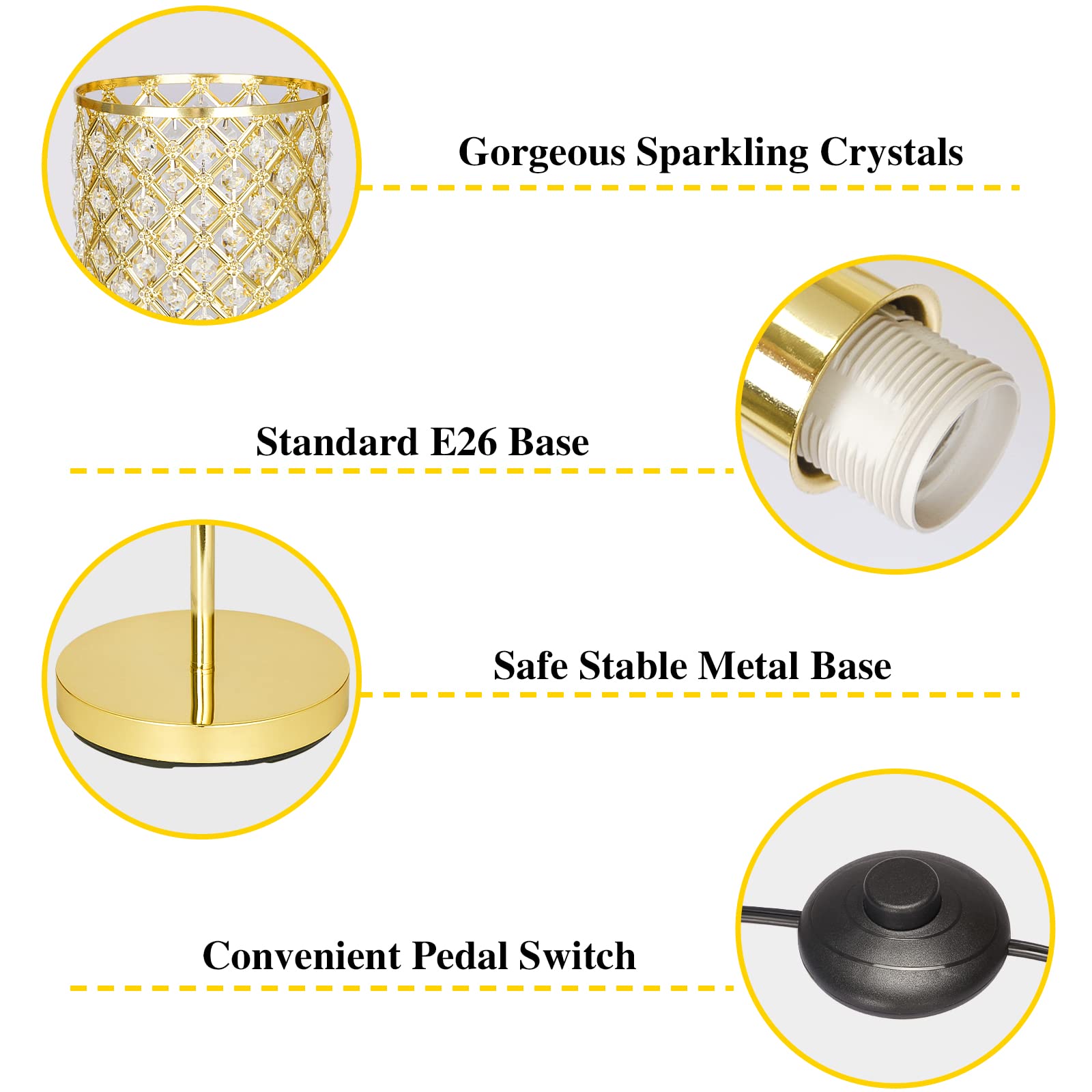 Seaside Village gold floor lamp with E26 socket supports multiple bulb options.