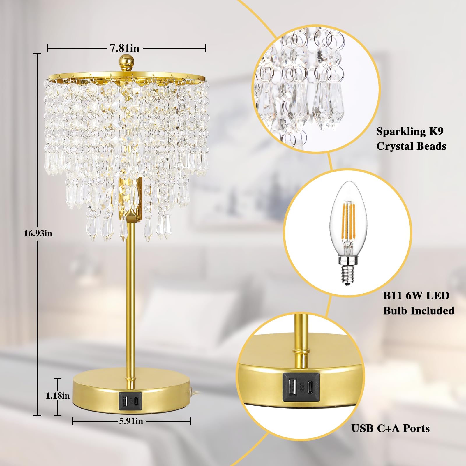 Seaside Village gold metal base detail highlights durability and luxury in a bedroom