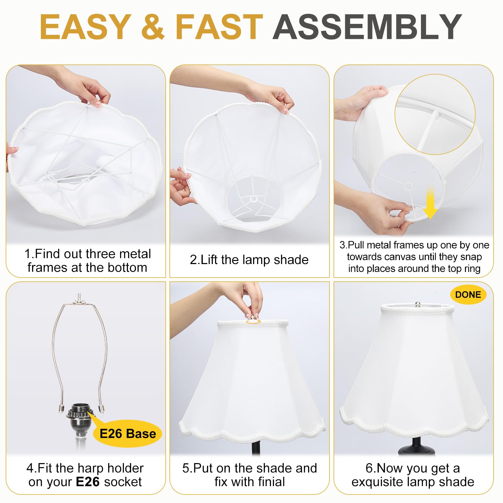Seaside Village easy-assembly shade with snap-fit rings for fast installation.
