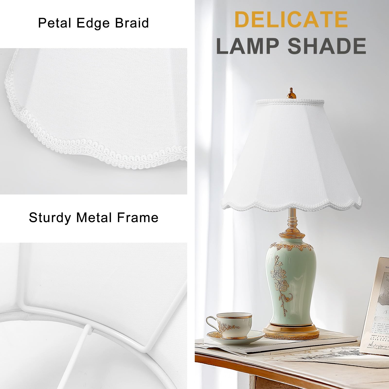 Seaside Village shade includes harp fitters for quick, secure mounting.