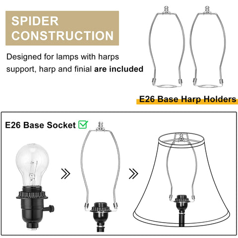 Seaside Village spider construction lampshade resting securely on harp.