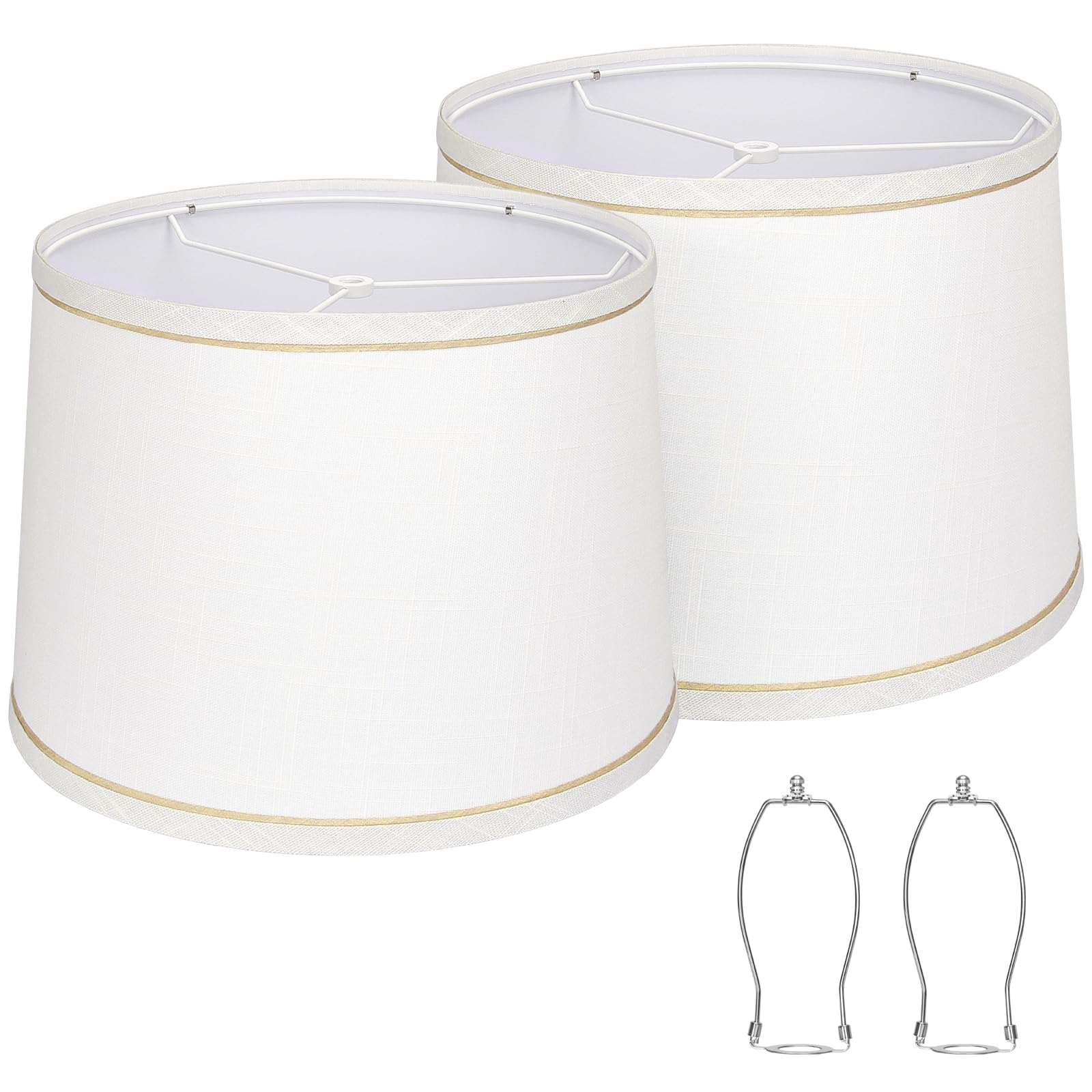 Seaside Village lampshades set 2 top view shows white fabric for a warm glow in any room
