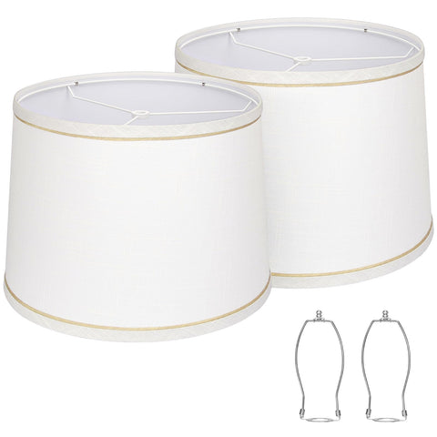 Seaside Village lampshades set 2 top view shows white fabric for a warm glow in any room
